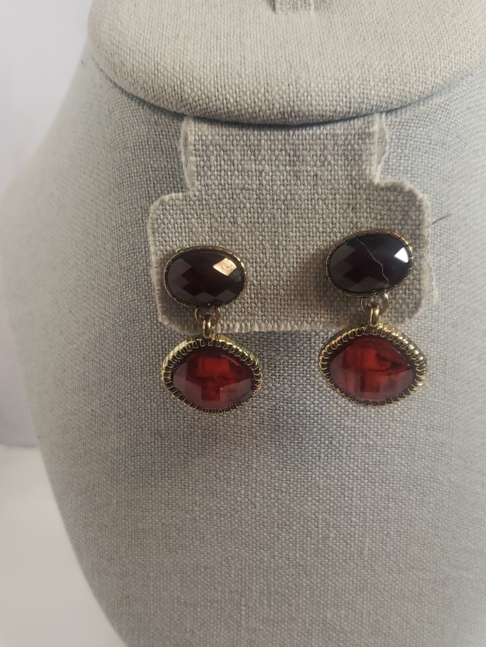 Vintage Napier Garnet Red Drop Earrings